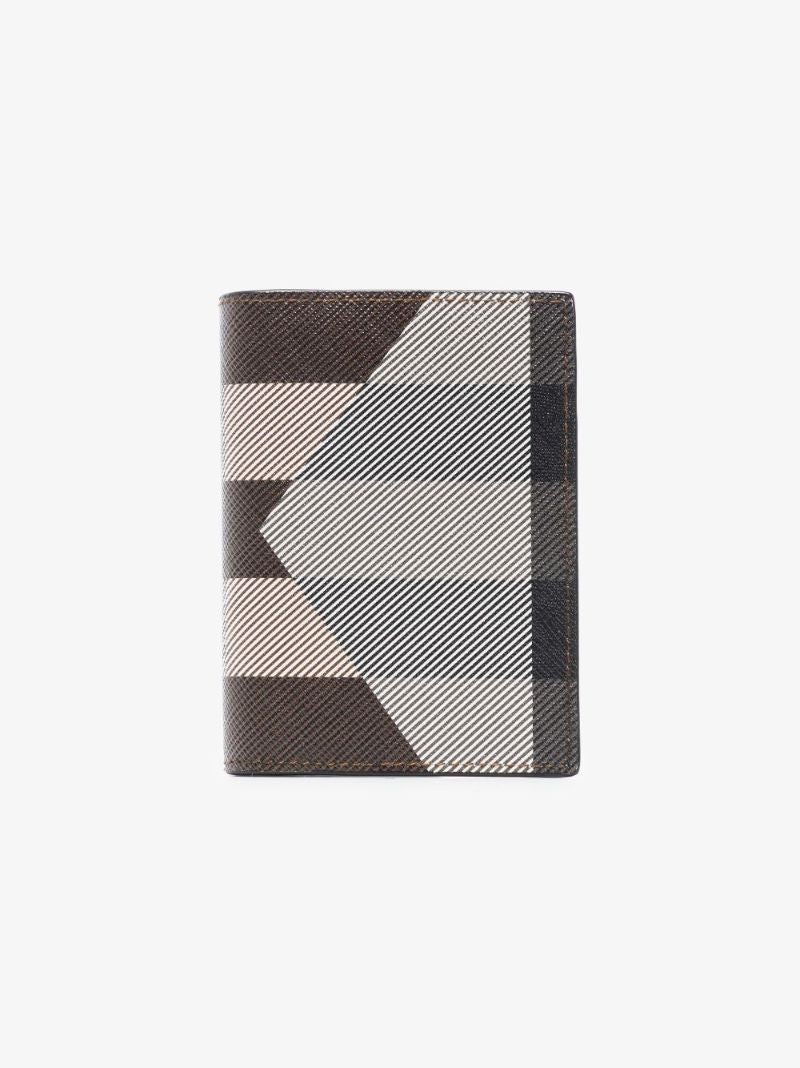 Black Check Leather Card Holder