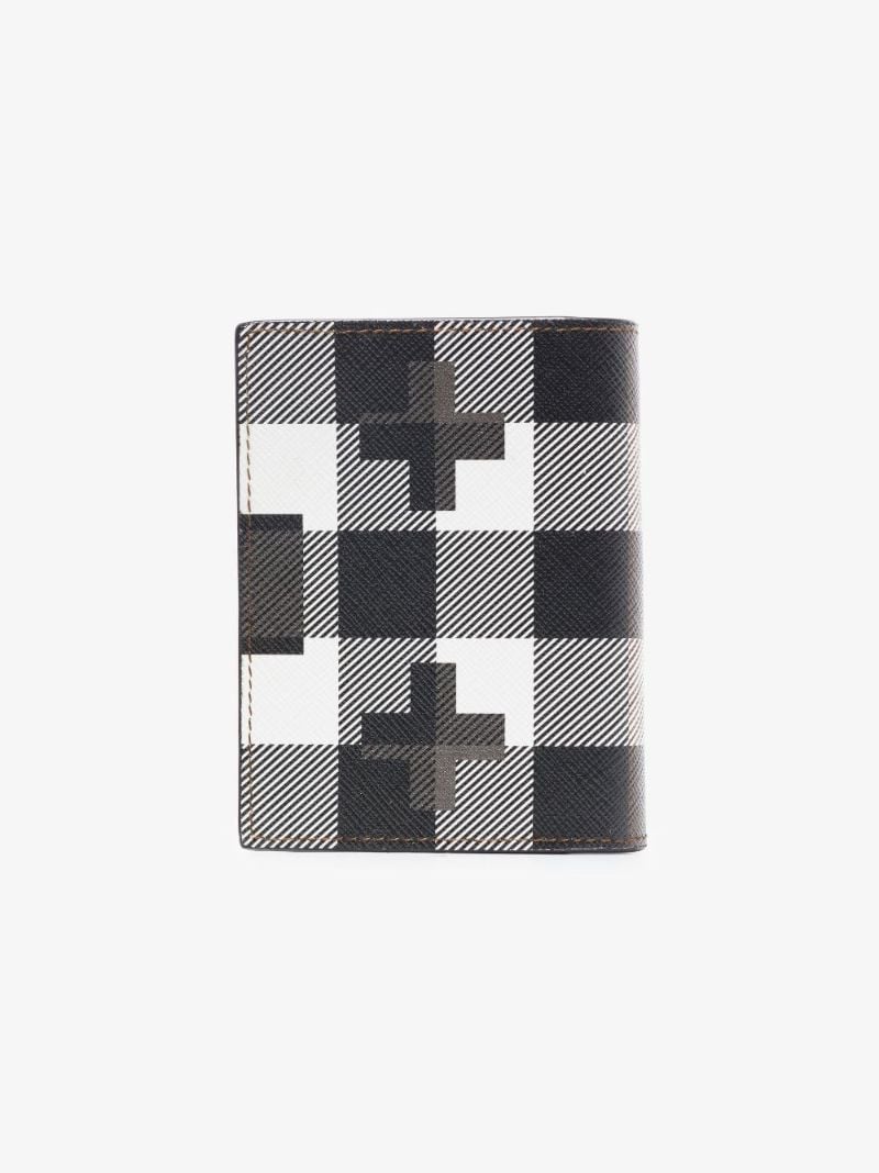Black Check Leather Card Holder