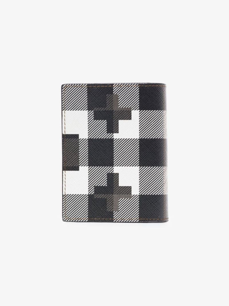 Black Check Leather Card Holder