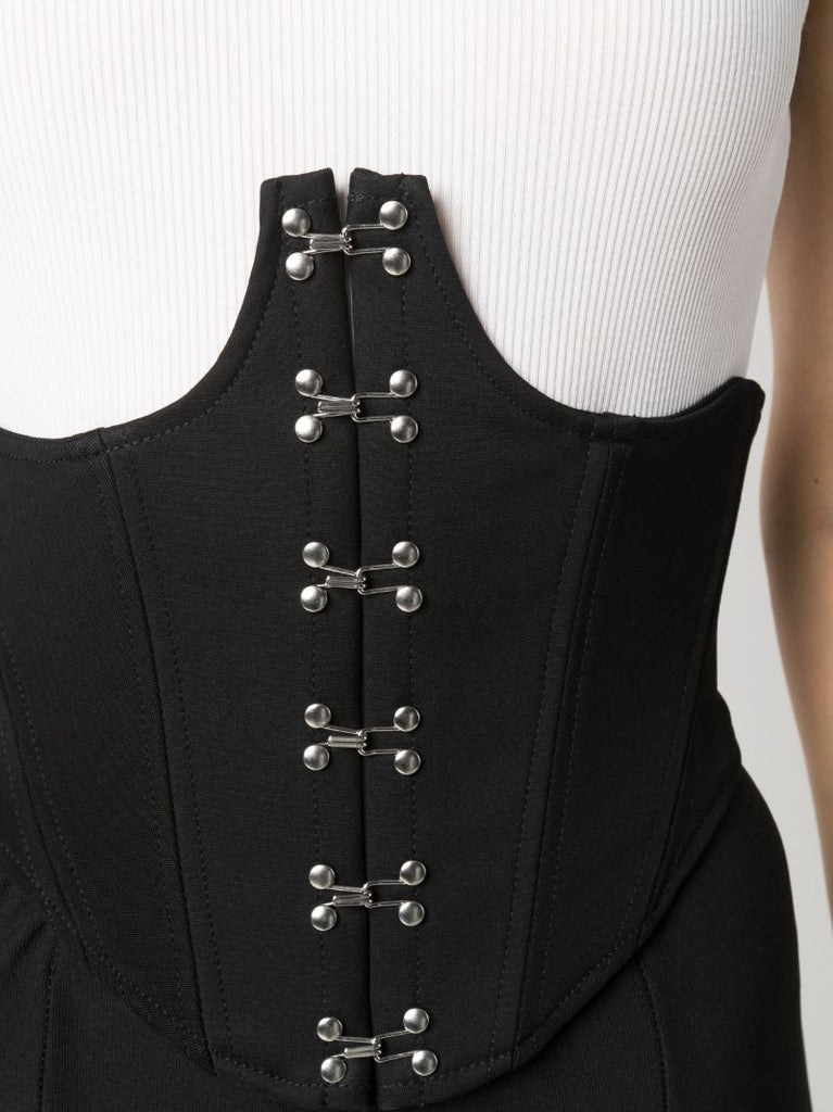 Black Cotten-blend Corset Top
