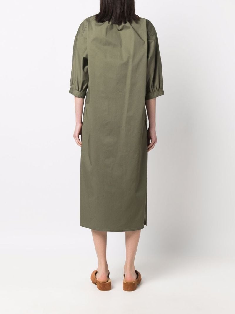 Green Embroidered Tunic Midi Dress