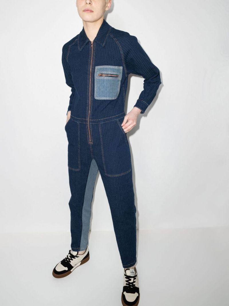 Striped Denim Jumpsuit