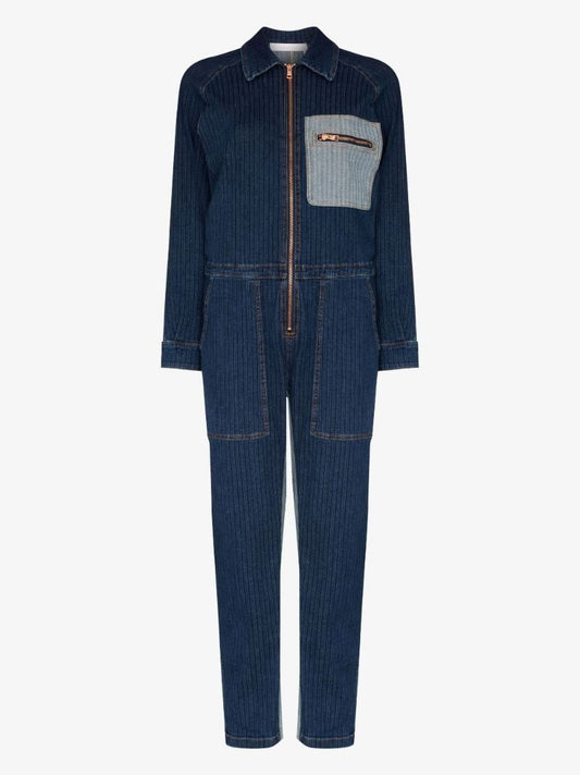 Striped Denim Jumpsuit