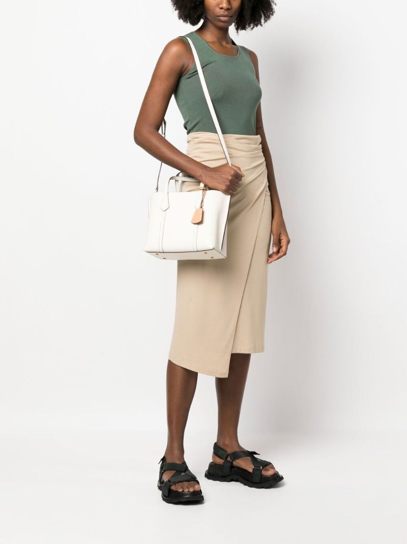 Neutral Perry Small Leather Tote Bag