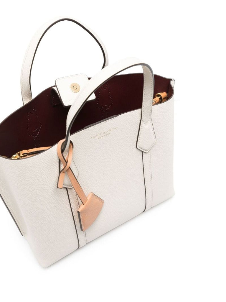 Neutral Perry Small Leather Tote Bag