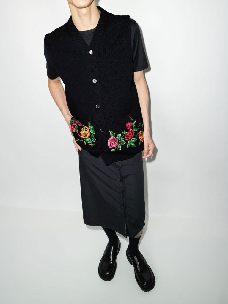Floral Embroidered Cotton Vest