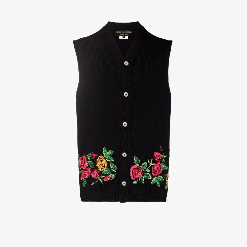 Floral Embroidered Cotton Vest