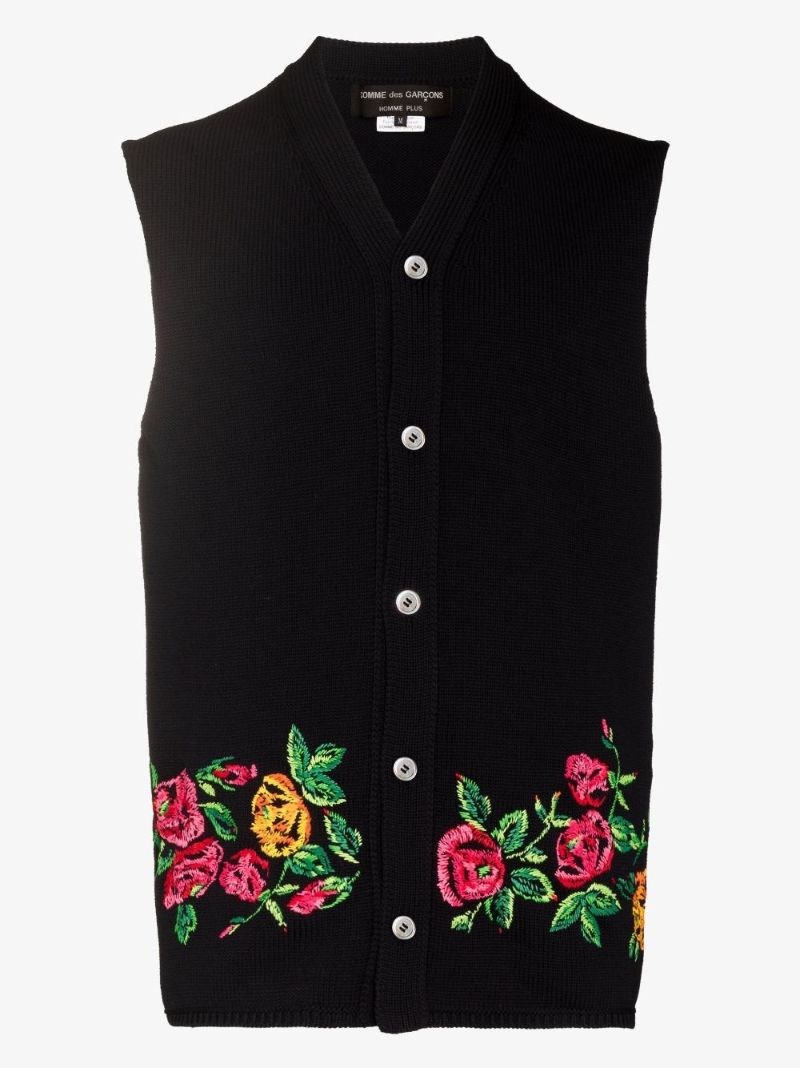 Floral Embroidered Cotton Vest