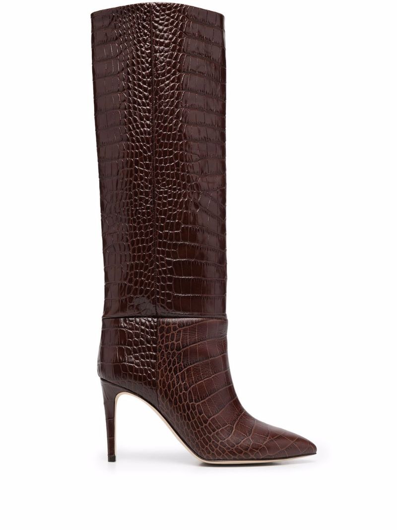 Brown 85 Embossed-crocodile Leather Boots