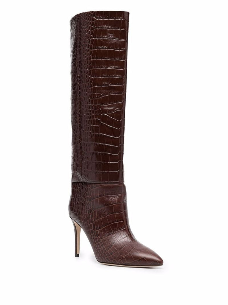 Brown 85 Embossed-crocodile Leather Boots