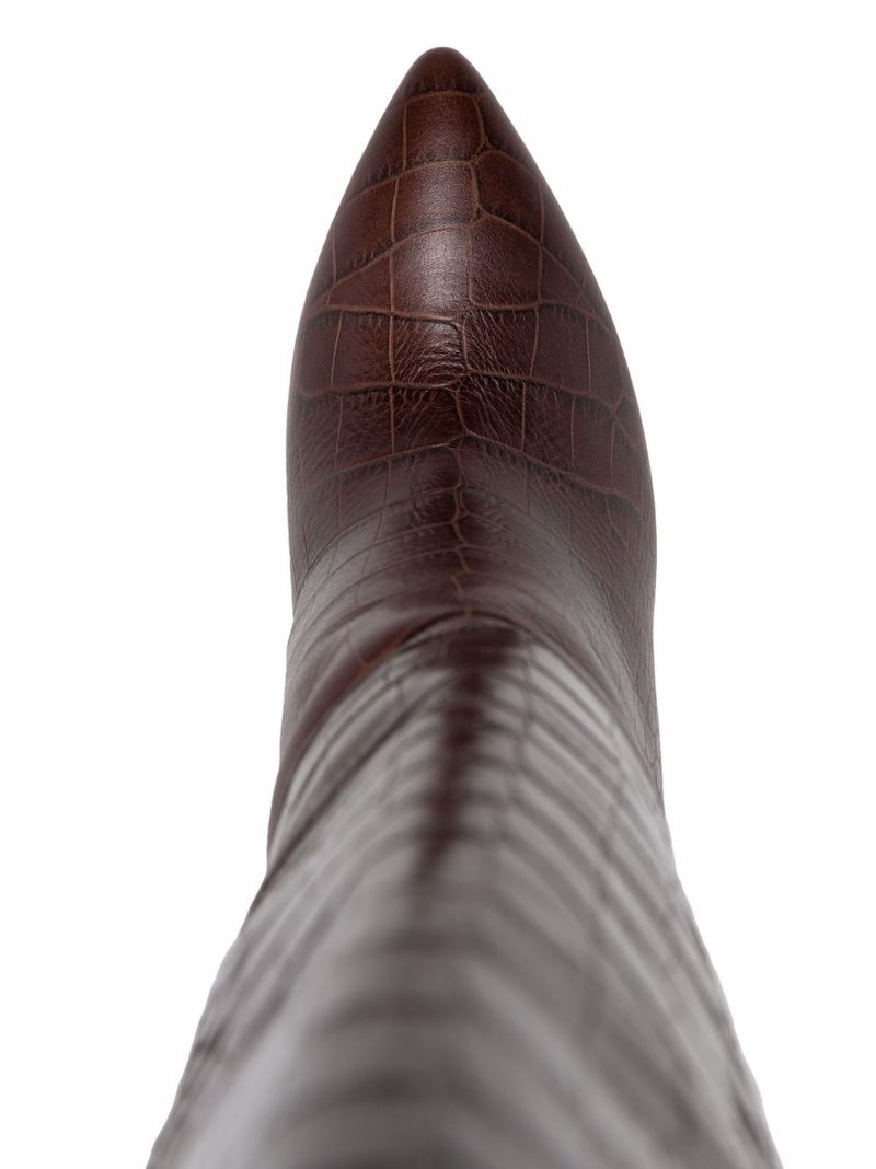 Brown 85 Embossed-crocodile Leather Boots