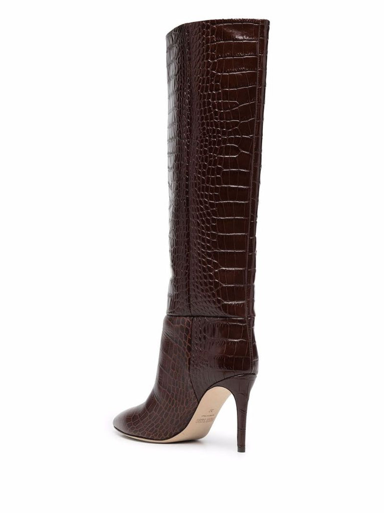 Brown 85 Embossed-crocodile Leather Boots