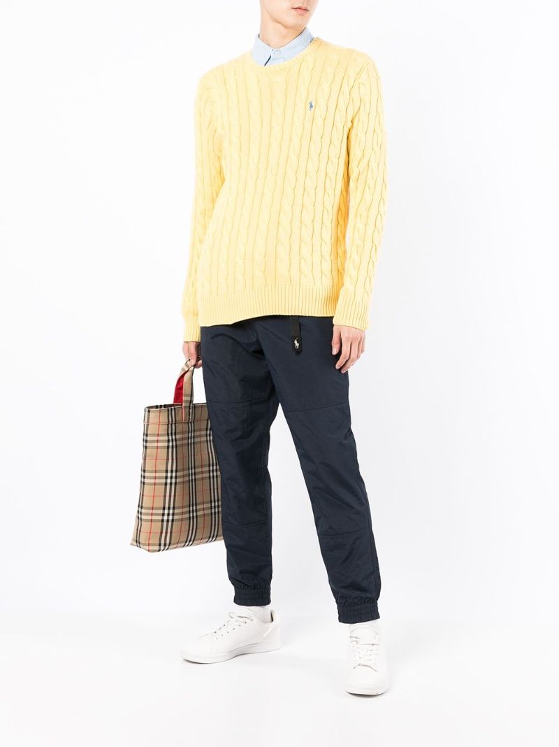 Yellow Polo Pony Cable-knit Sweater