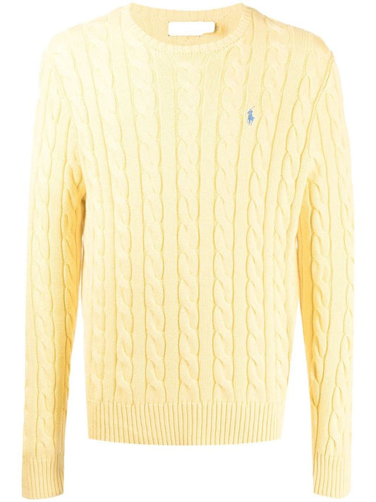 Yellow Polo Pony Cable-knit Sweater