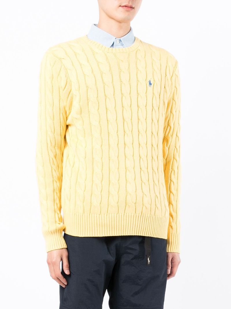 Yellow Polo Pony Cable-knit Sweater