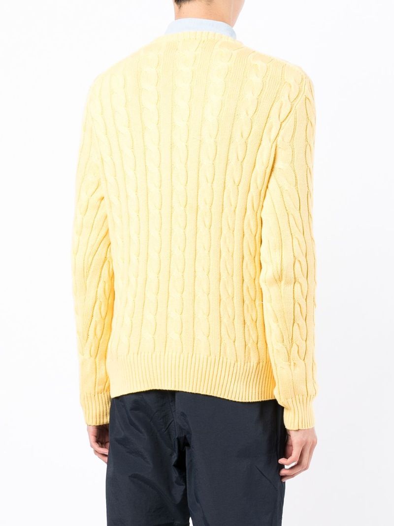 Yellow Polo Pony Cable-knit Sweater