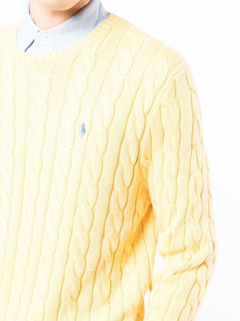 Yellow Polo Pony Cable-knit Sweater