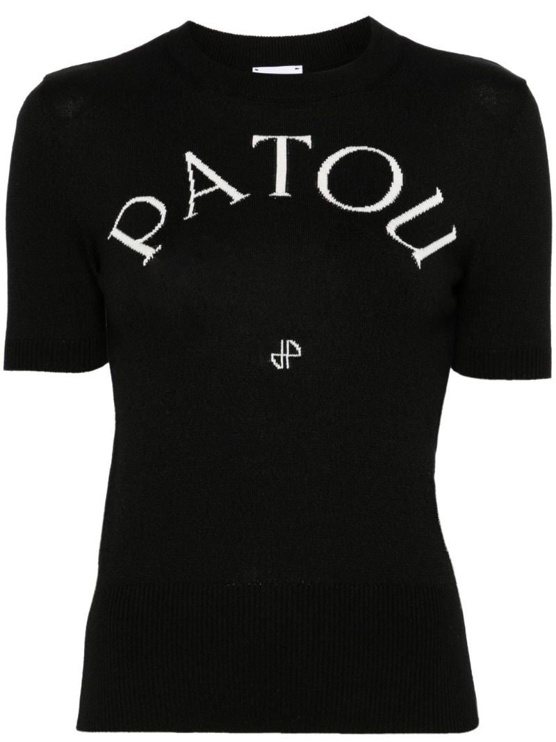 Black Logo-jacquard Knitted Top