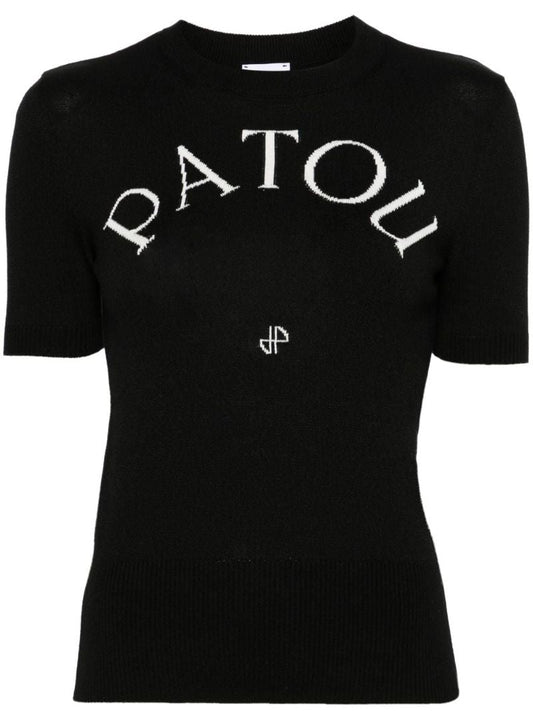 Black Logo-jacquard Knitted Top