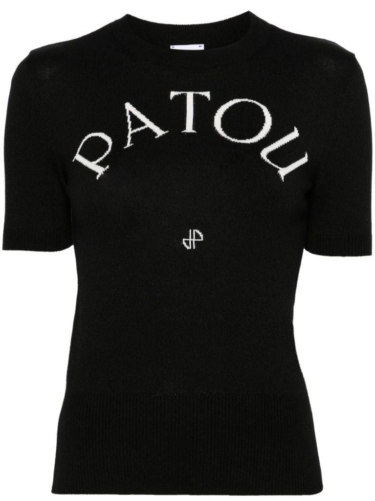 Black Logo-jacquard Knitted Top