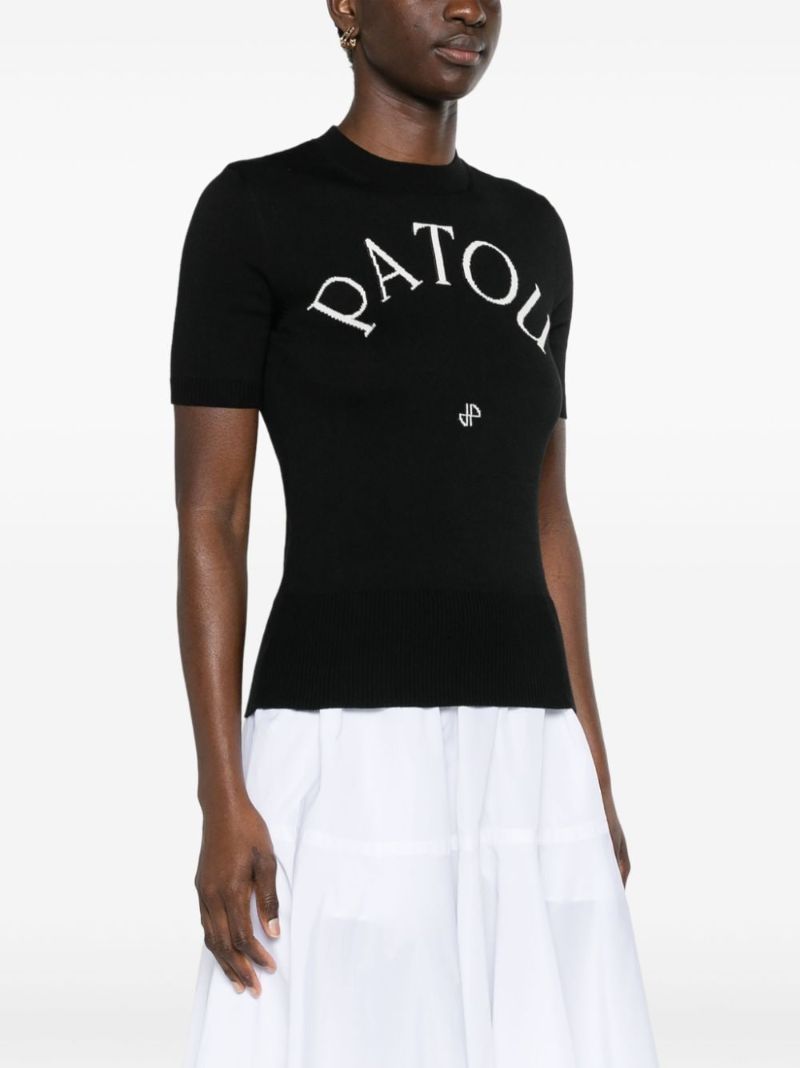 Black Logo-jacquard Knitted Top