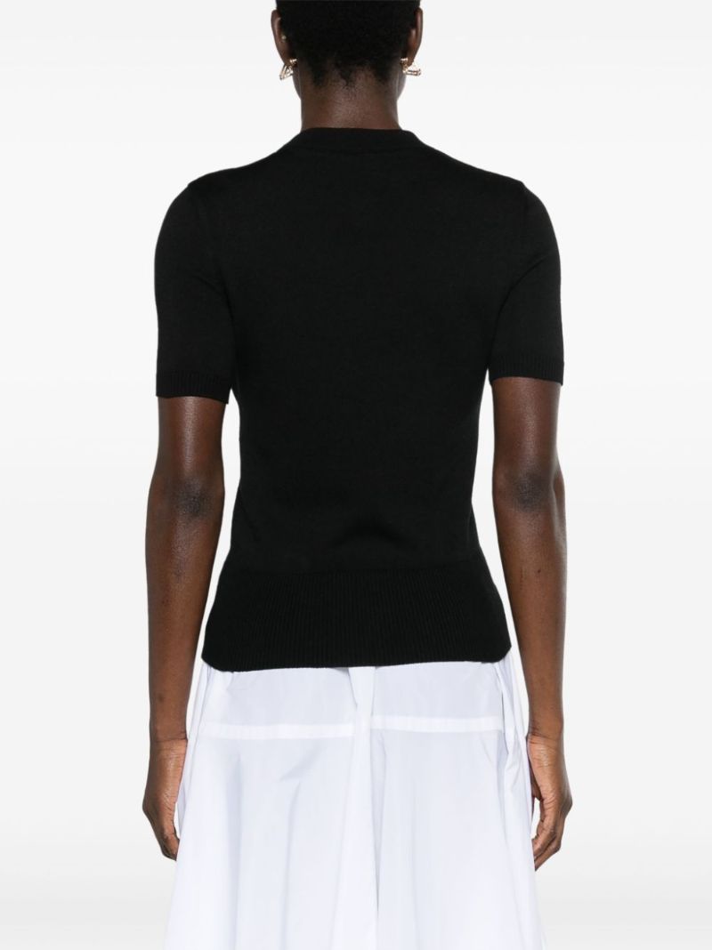 Black Logo-jacquard Knitted Top