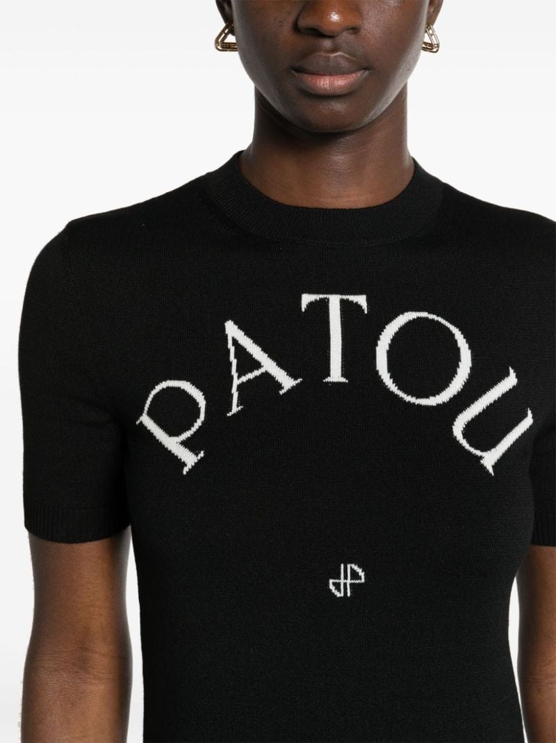 Black Logo-jacquard Knitted Top