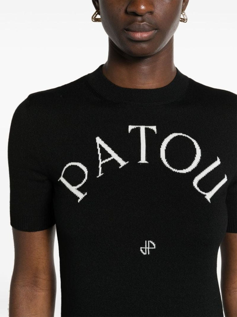 Black Logo-jacquard Knitted Top