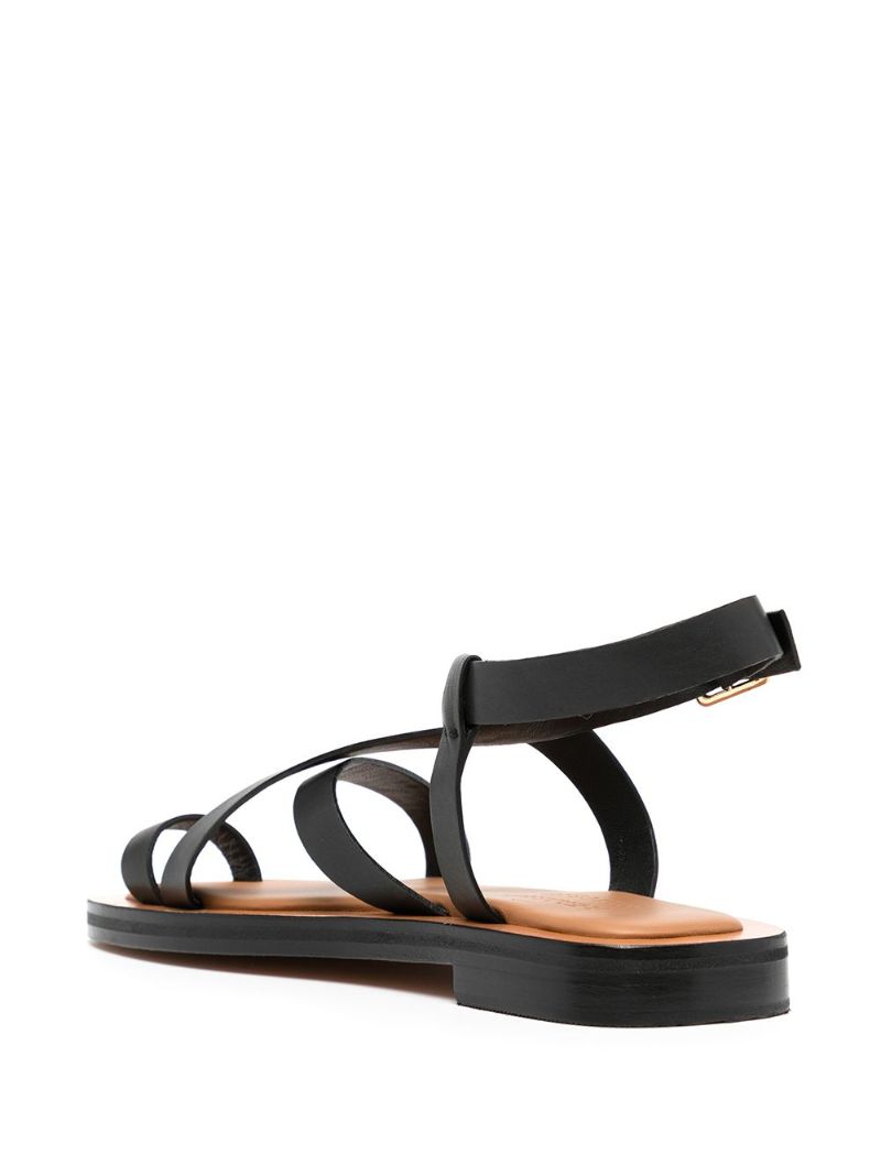 Black Spargi Leather Flat Sandals