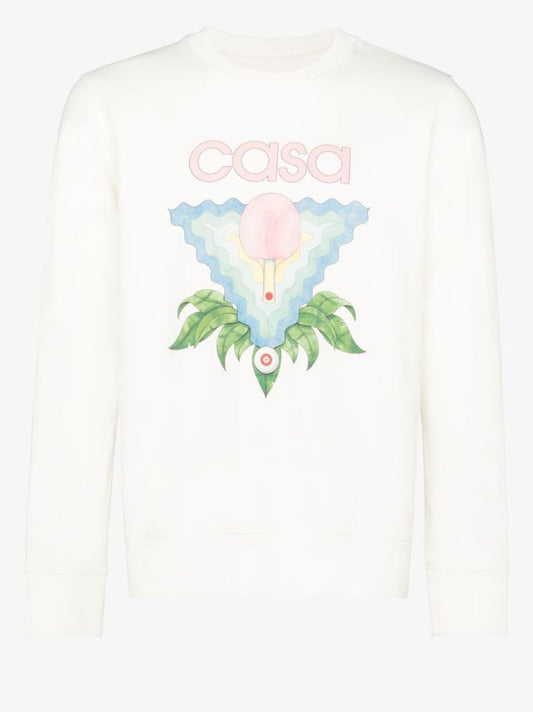 White Memphis Icon Print Organic Cotton Sweatshirt