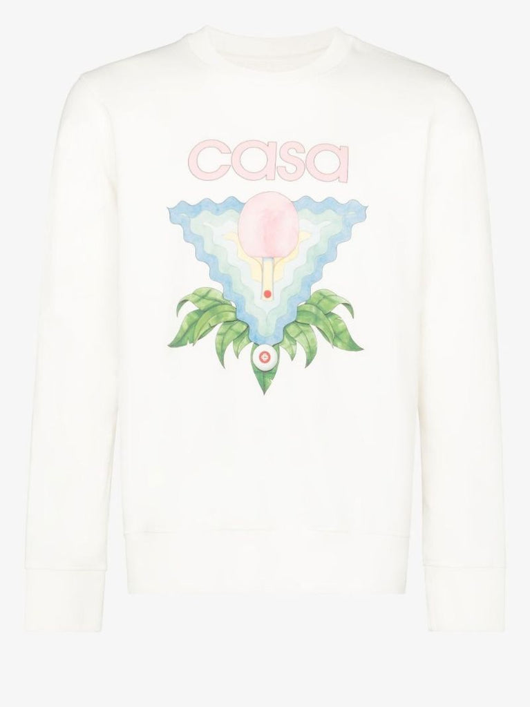 White Memphis Icon Print Organic Cotton Sweatshirt