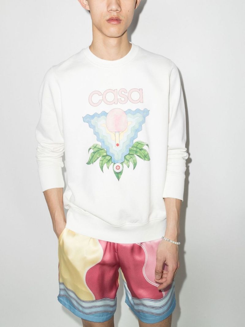 White Memphis Icon Print Organic Cotton Sweatshirt
