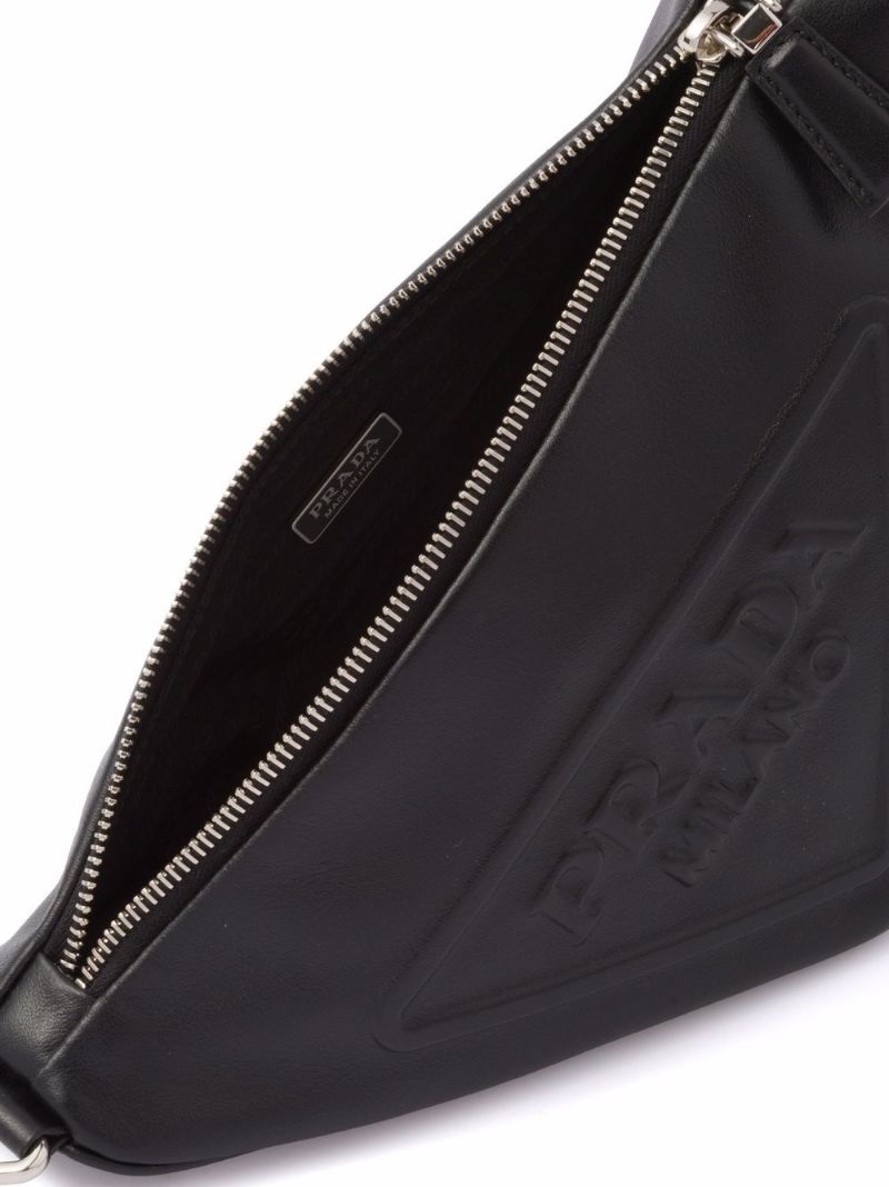Black Triangle Leather Shoulder Bag