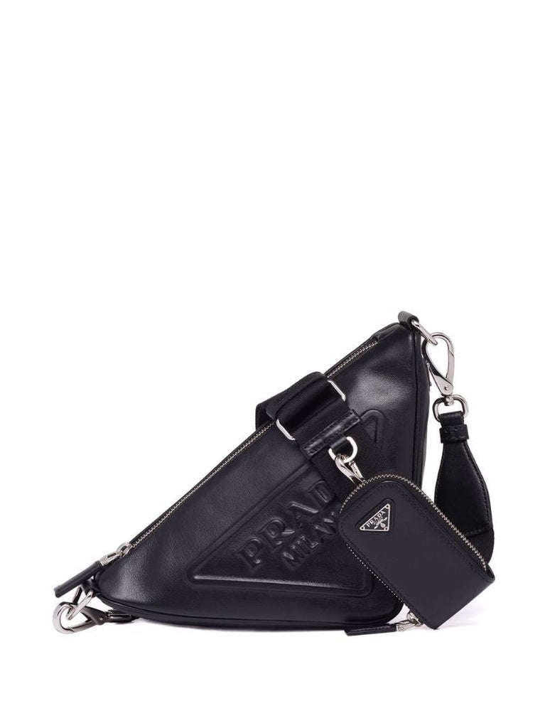 Black Triangle Leather Shoulder Bag