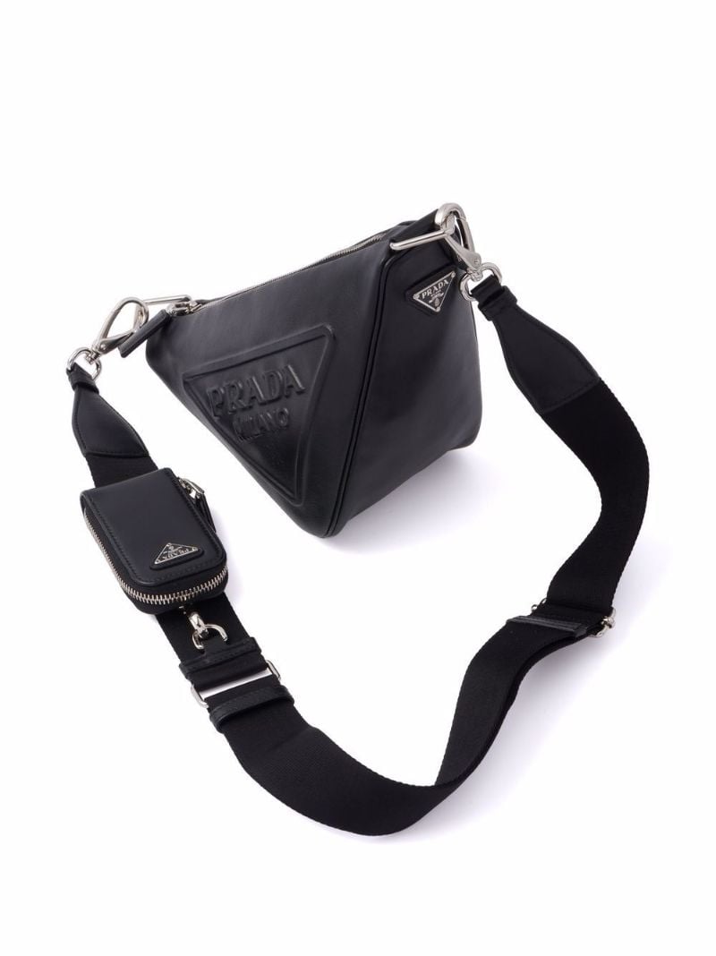 Black Triangle Leather Shoulder Bag