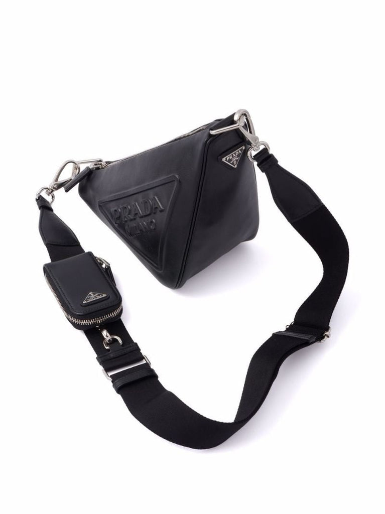 Black Triangle Leather Shoulder Bag