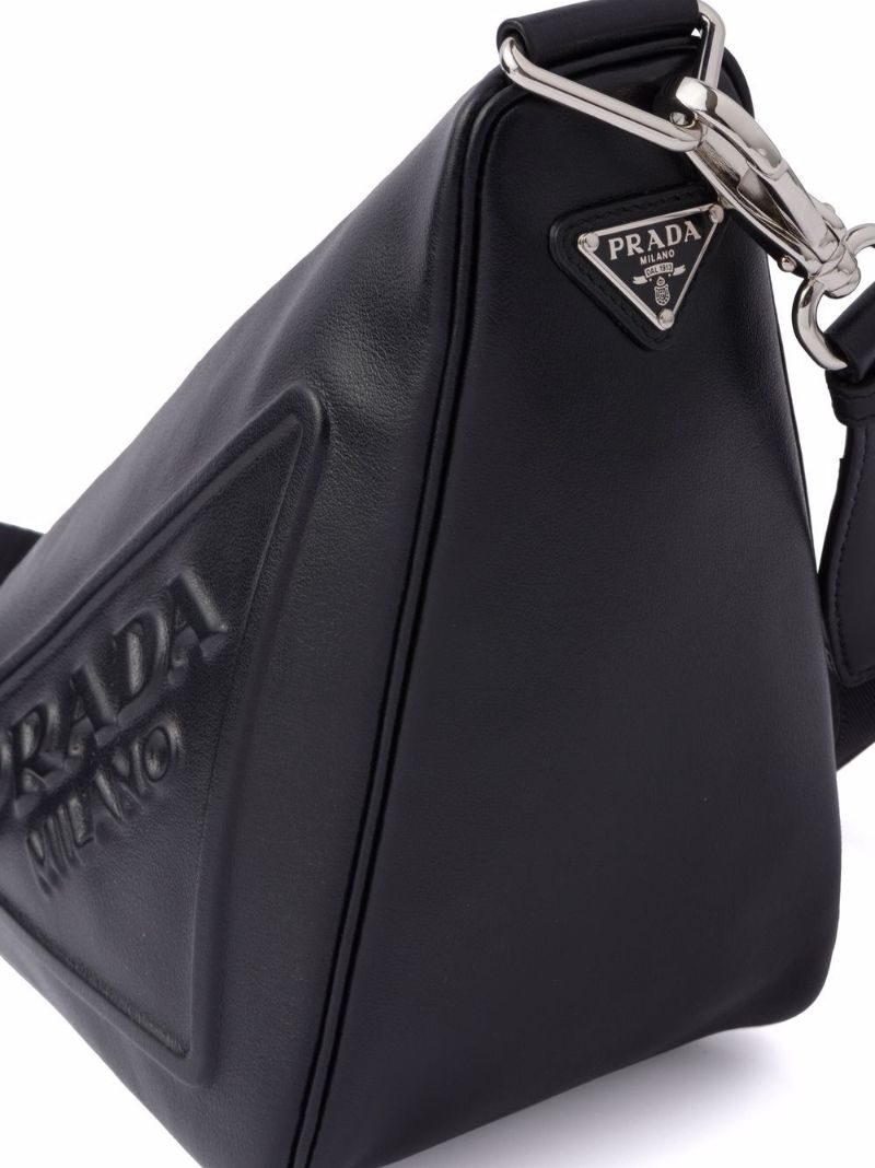 Black Triangle Leather Shoulder Bag