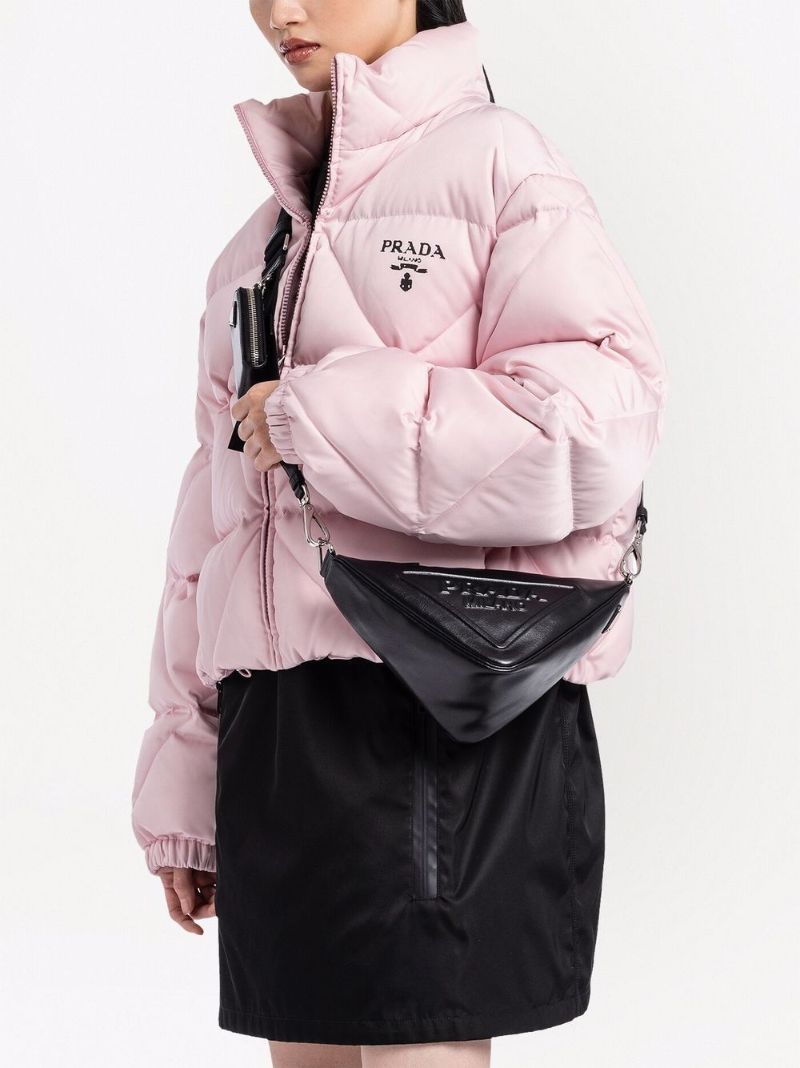 Black Triangle Leather Shoulder Bag