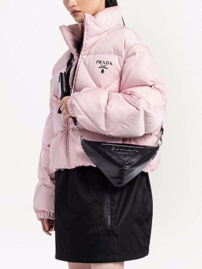 Black Triangle Leather Shoulder Bag