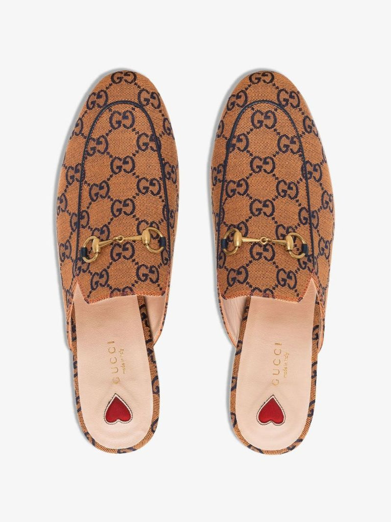Orange Princetown Gg Canvas Mules