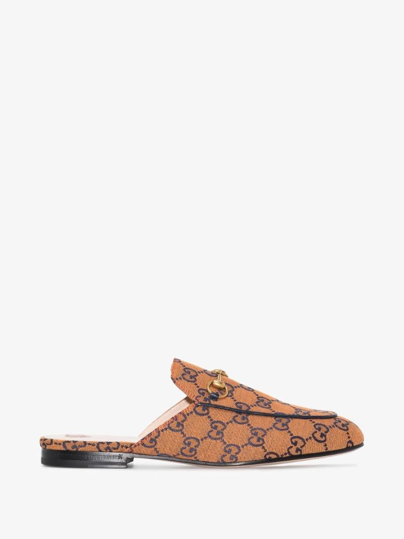 Orange Princetown Gg Canvas Mules