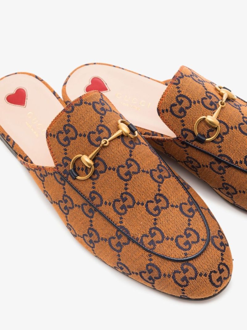 Orange Princetown Gg Canvas Mules