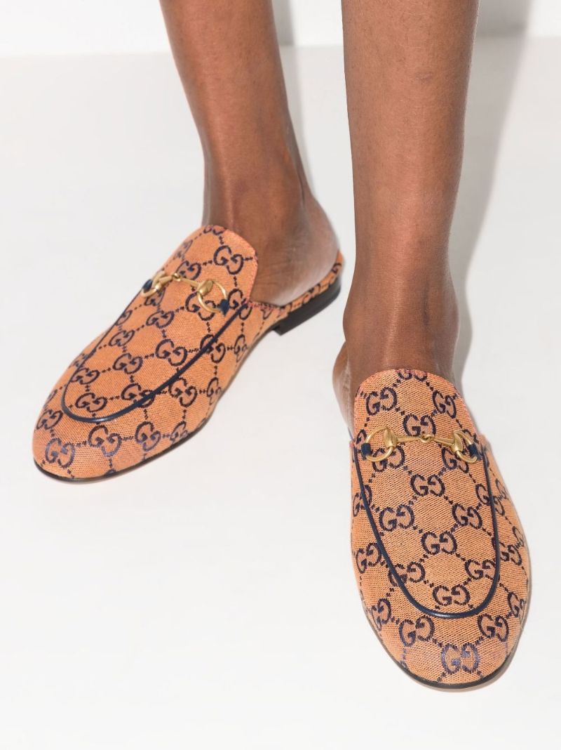 Orange Princetown Gg Canvas Mules
