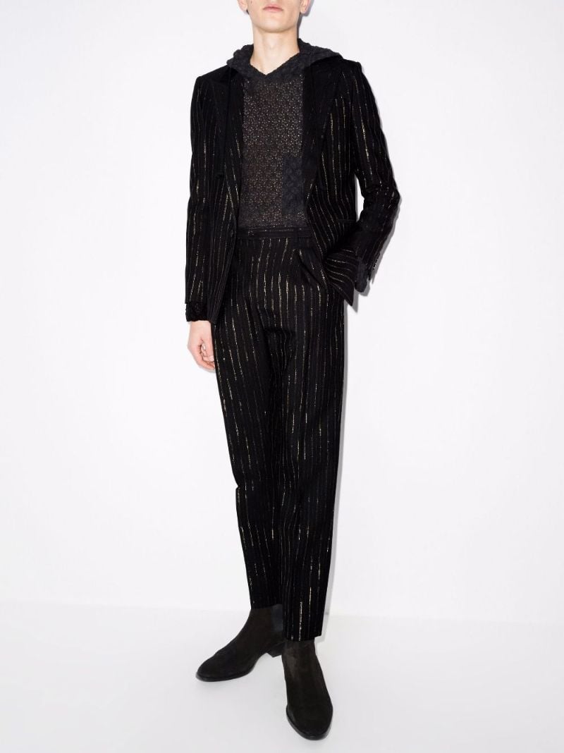 Black Metallic Stripe Wool Blazer