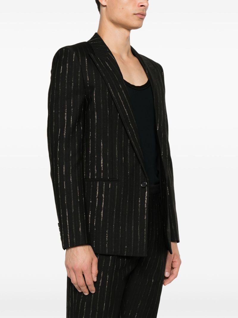 Black Metallic Stripe Wool Blazer