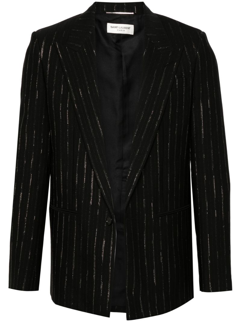 Black Metallic Stripe Wool Blazer