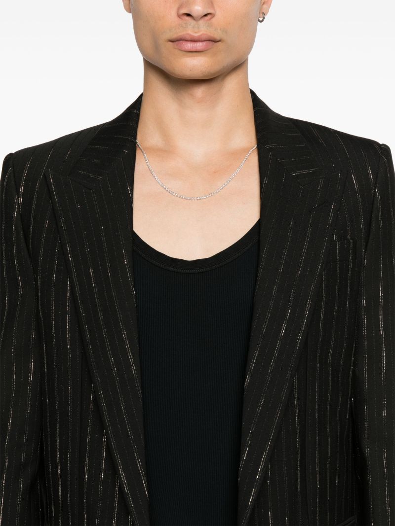 Black Metallic Stripe Wool Blazer