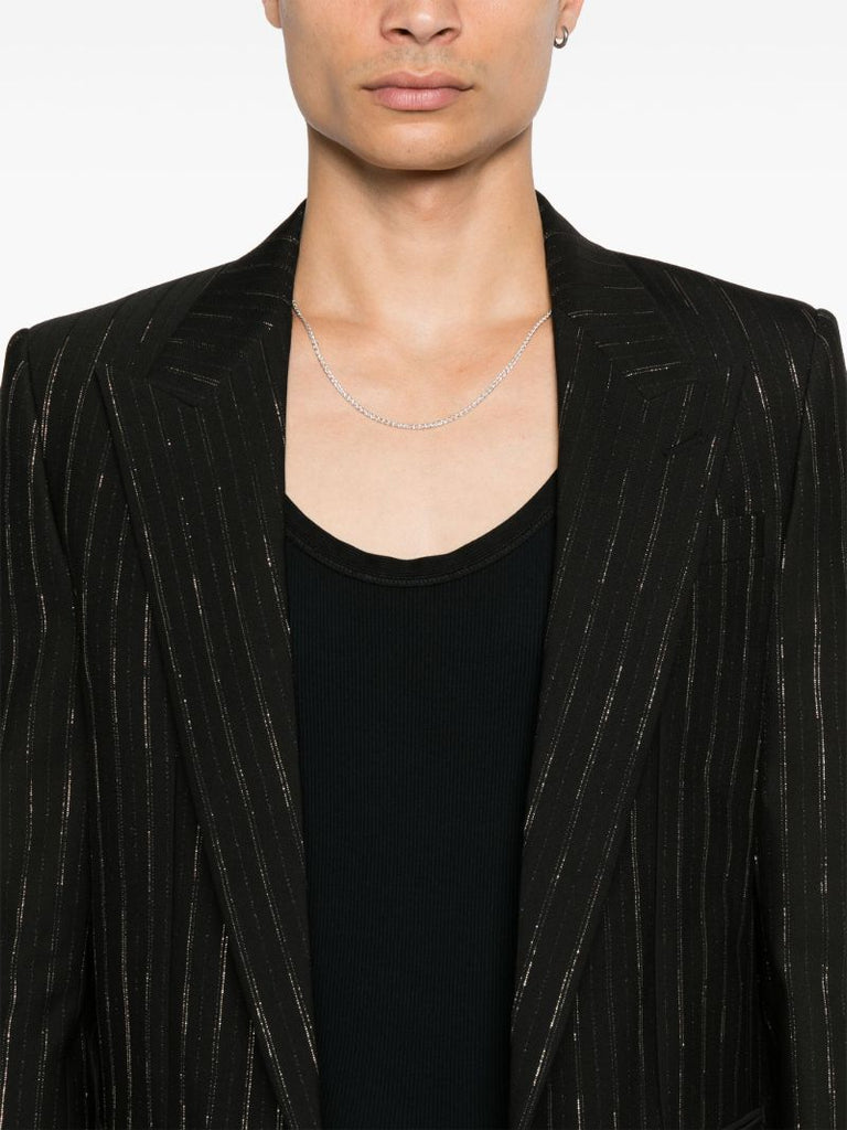Black Metallic Stripe Wool Blazer