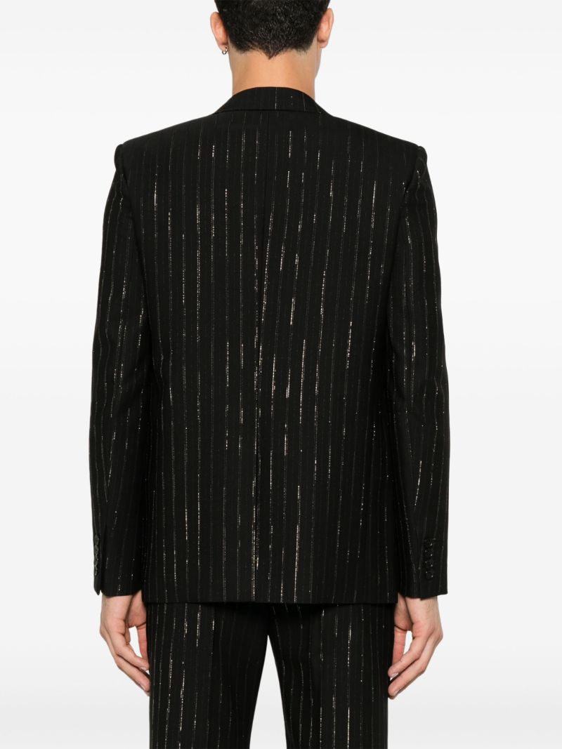 Black Metallic Stripe Wool Blazer