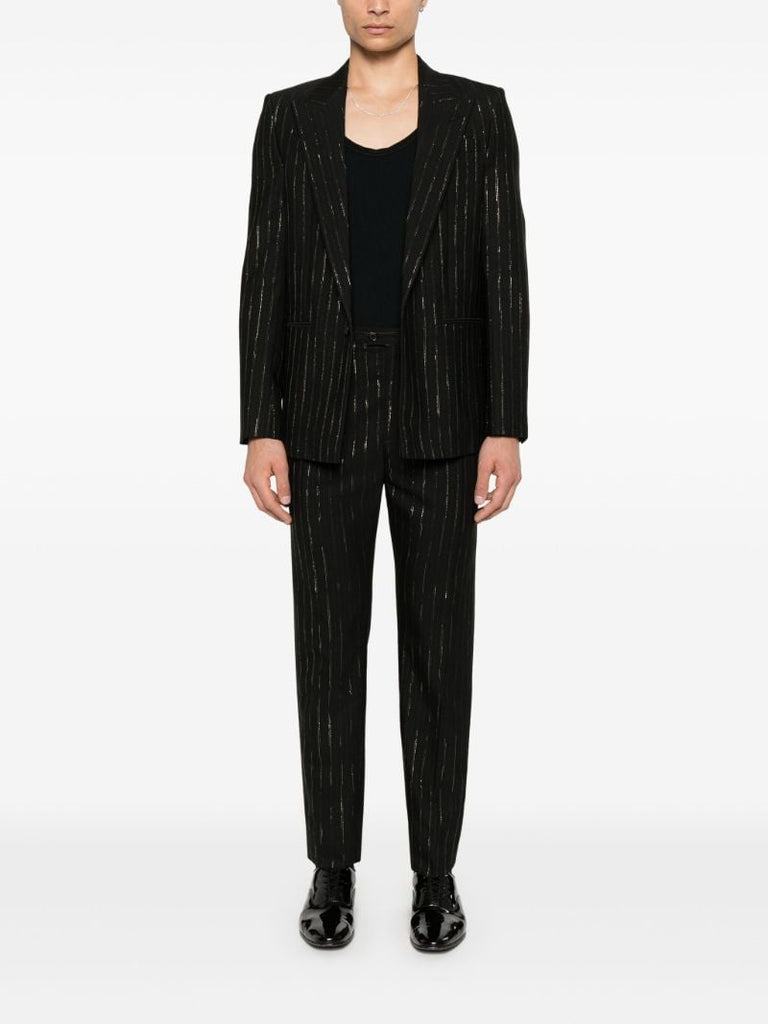 Black Metallic Stripe Wool Blazer